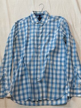 Orian made in Italy Men's Blue Plaid Dress Shirt
